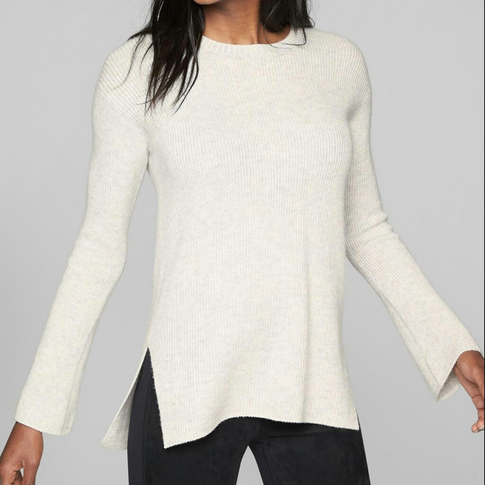 Athleta Wool Cashmere Bell Sleeve Grey Sweater